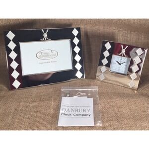 Things Remembered Silver Engraveable Photo Frame Daubury Clock Set Father Desk